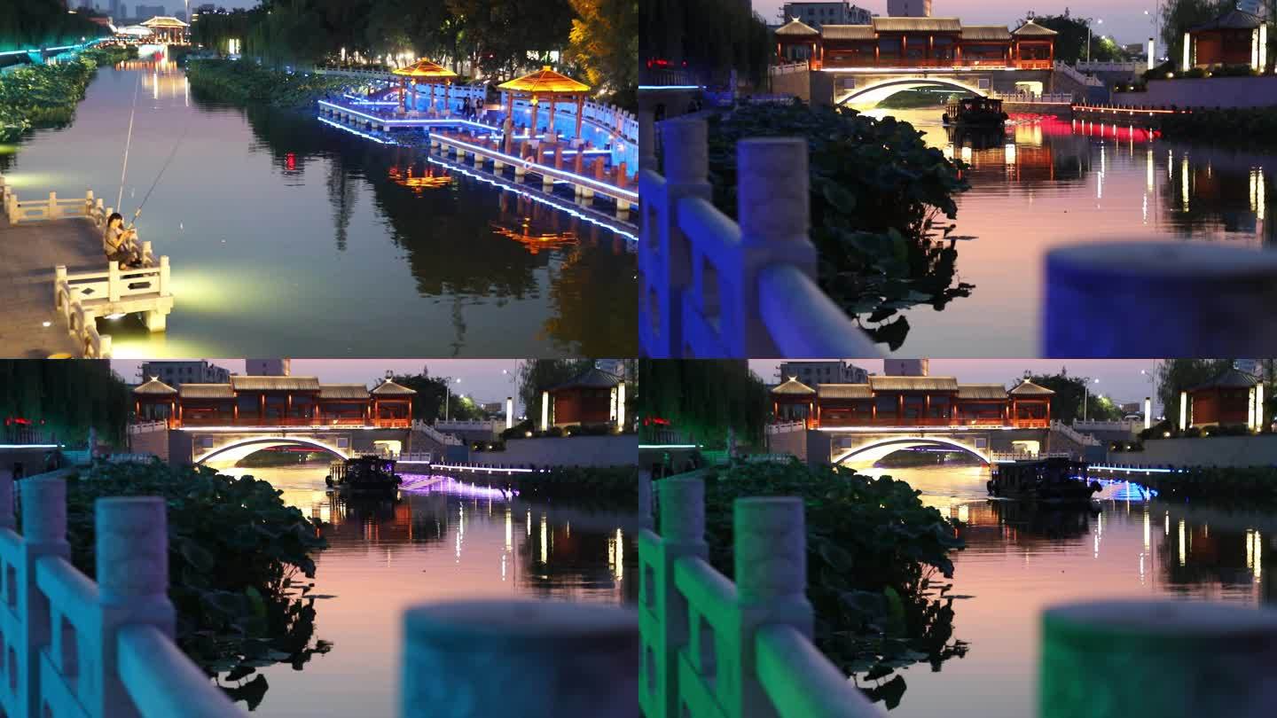 高清4K拍摄水系夜景 宜居小镇