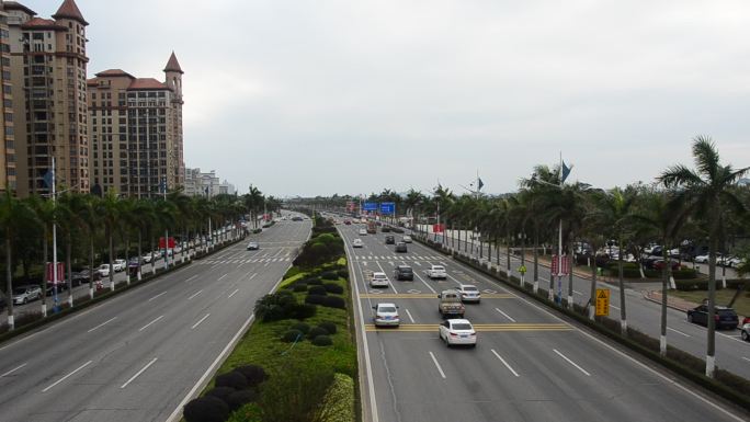 广西防城港北部湾大道街景风光