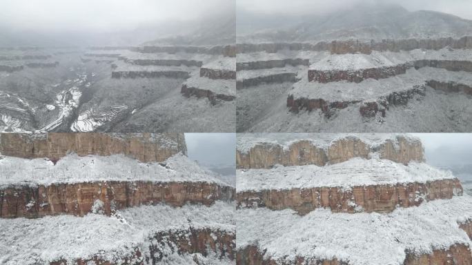 雪后航拍太行山大景雪域太行雄厚