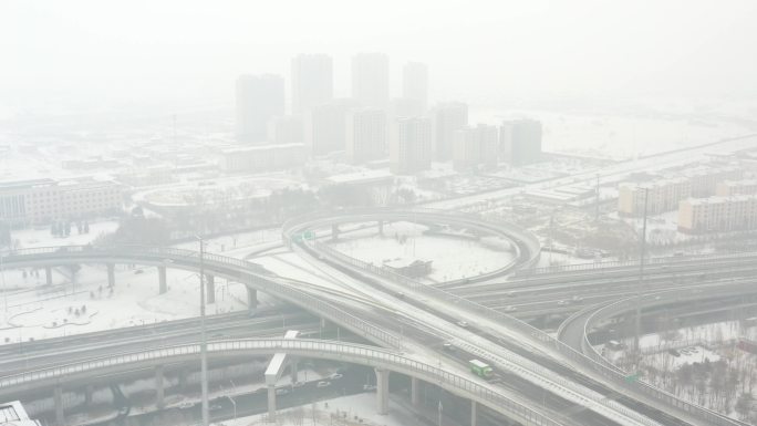 呼和浩特冬季雪景航拍