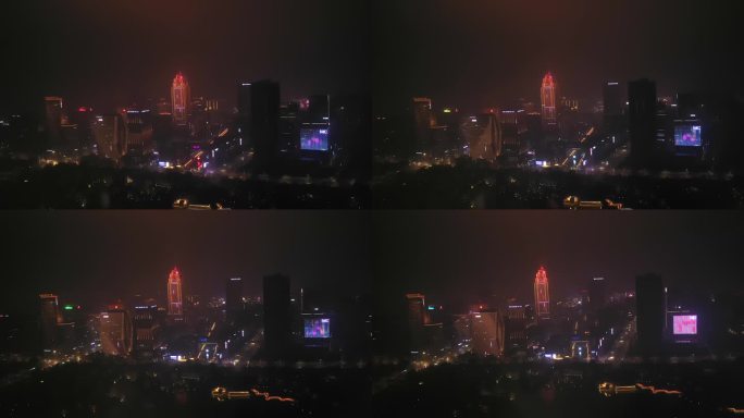 宁波南部商务区夜景航拍
