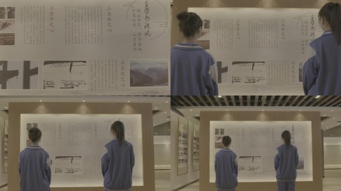 【4K灰度】高中女生参观纪念馆