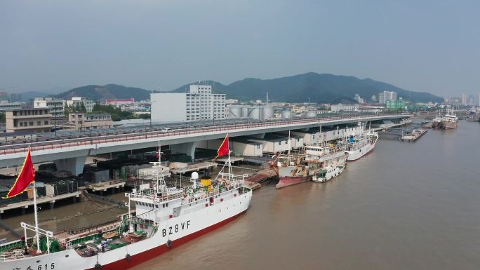 沈家门渔港 海岛 公路 汽车行驶