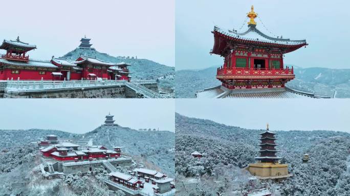 【4K】全方位多角度  太原太山雪后航拍