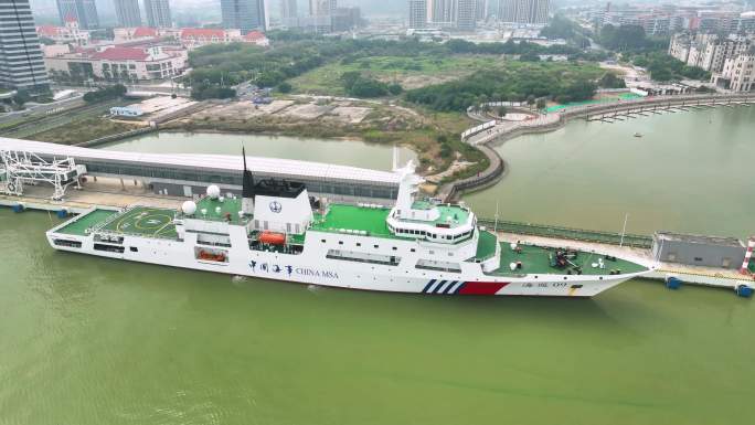 广州南沙中国海事局海巡09巡逻舰航拍4K