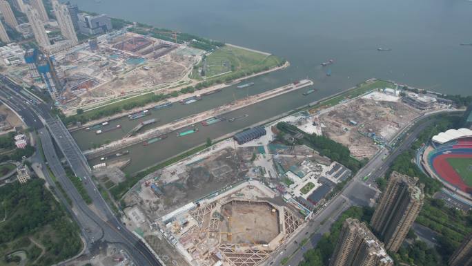 建设中的杭州江河汇航拍