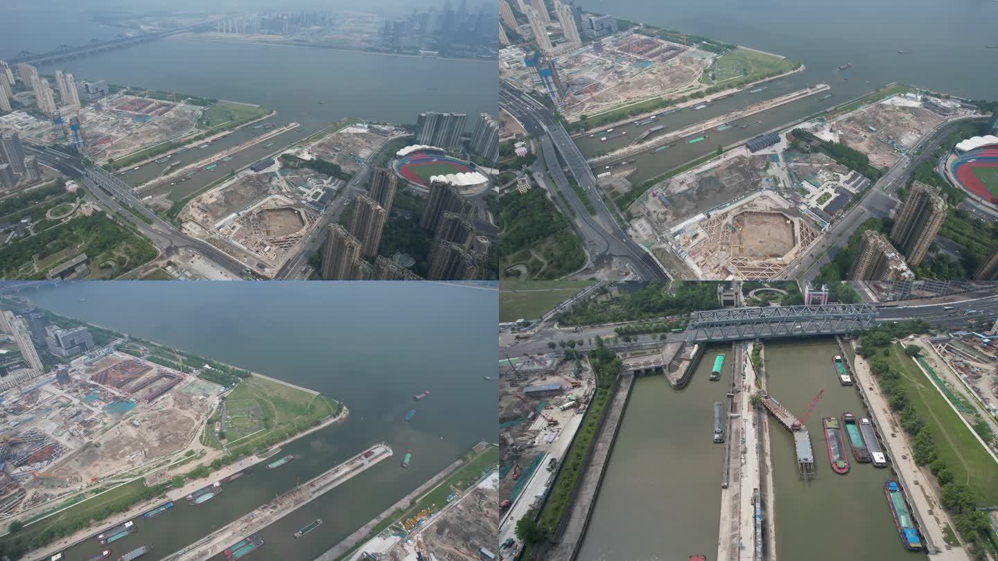 建设中的杭州江河汇航拍