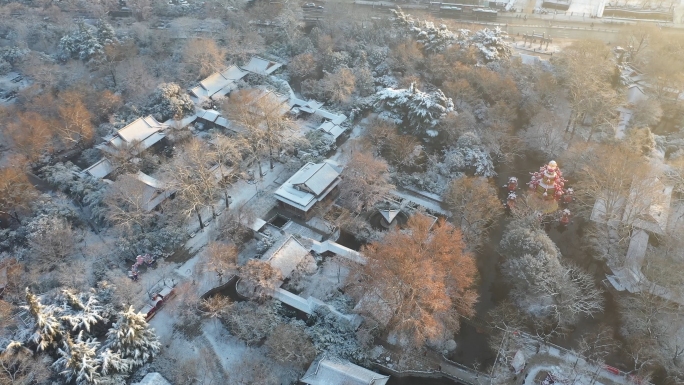 泉城公园雪景航拍