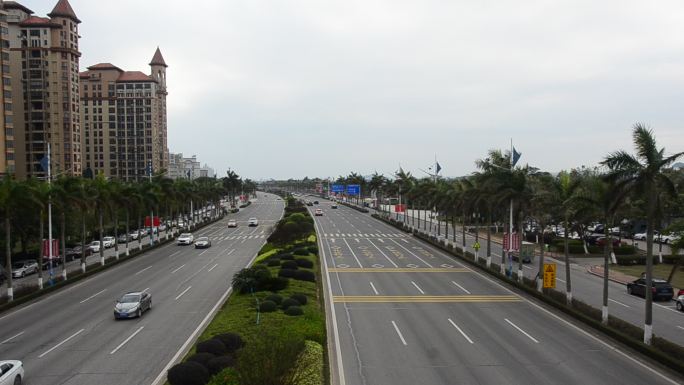 广西防城港北部湾大道街景风光