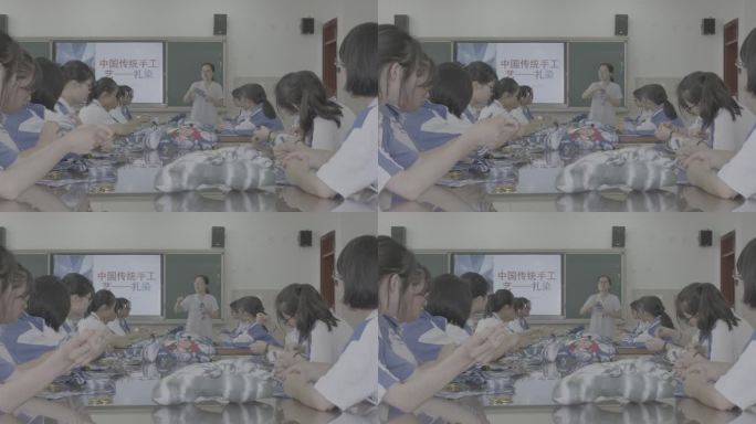 【4K灰度】高中扎染课老师讲解扎染工艺
