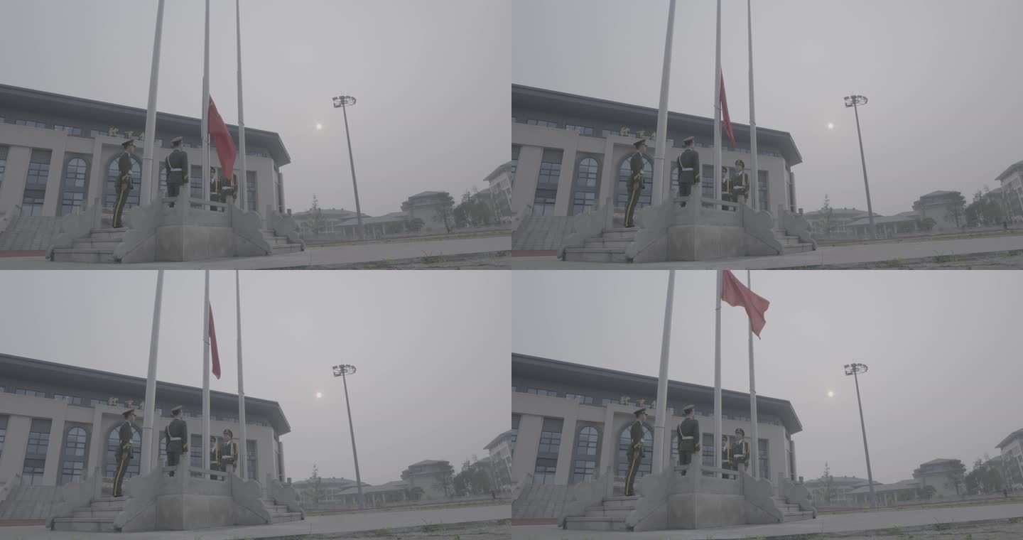 【4K灰度】高中升旗仪式中学升国旗