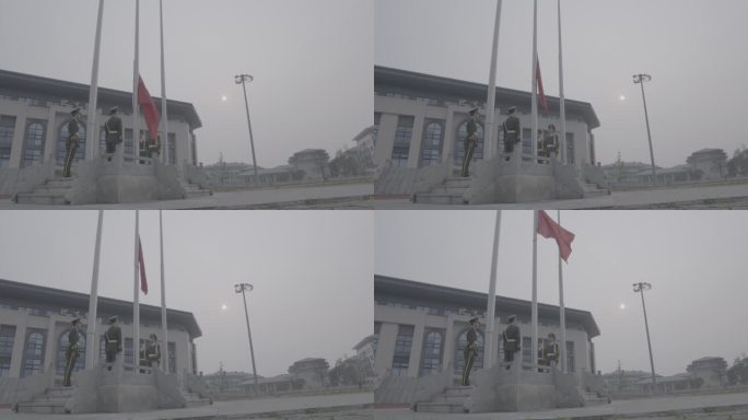 【4K灰度】高中升旗仪式中学升国旗