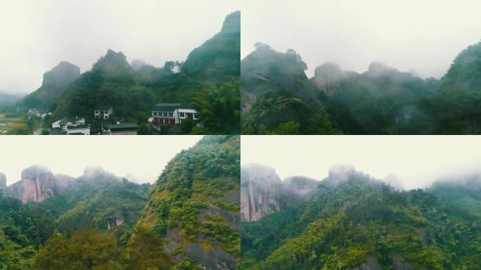 4K航拍雨后新宁县崀山云雾缭绕