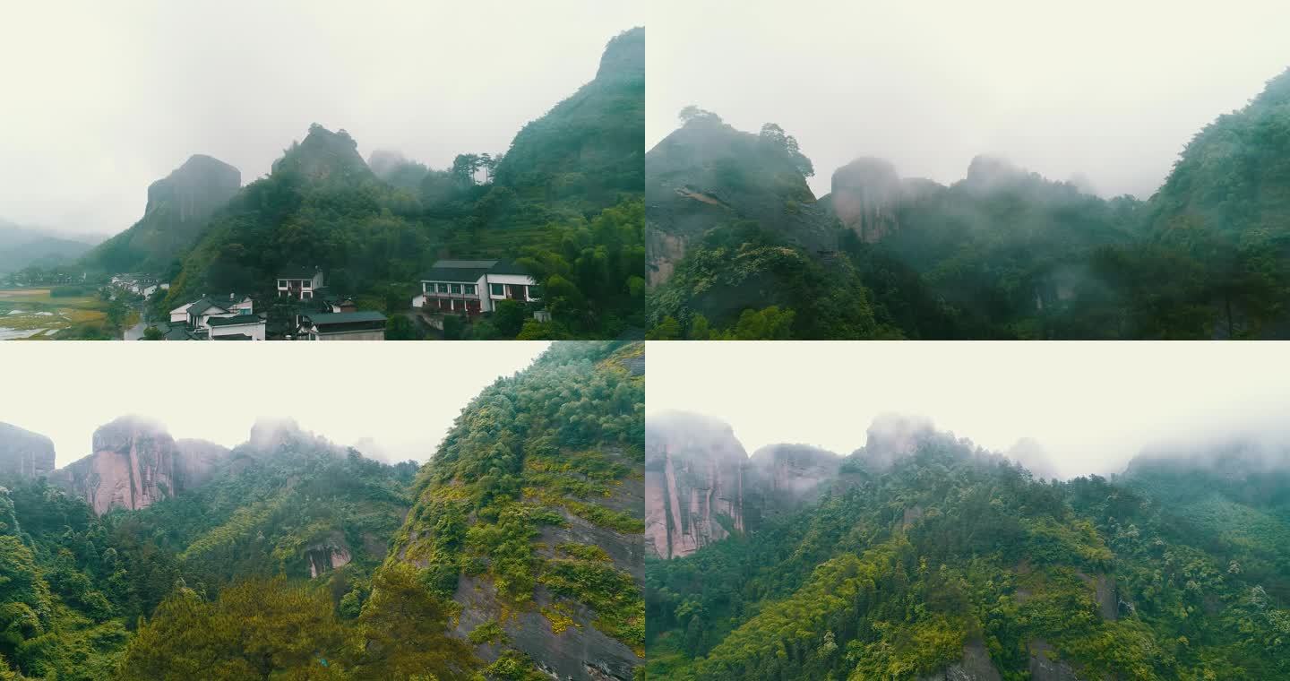 4K航拍雨后新宁县崀山云雾缭绕