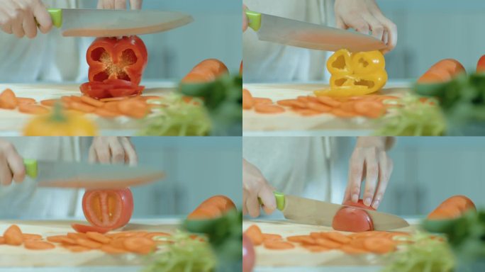 女人厨房切菜切切水果