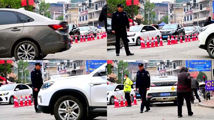正在执勤的交通警察-春节高峰的街道