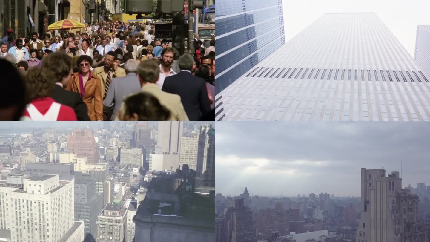 70年代美国纽约高楼大厦现代化繁华商业区