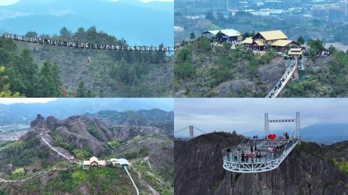 浙江丽水松阳双童山景区假日人来人往航拍