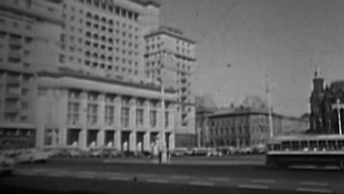 40年代莫斯科城市建筑街道马路行人街景