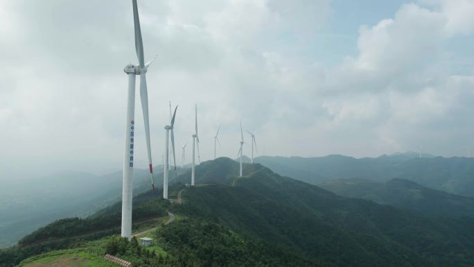 航拍湖南省新能源风力发电机4k合集（1）