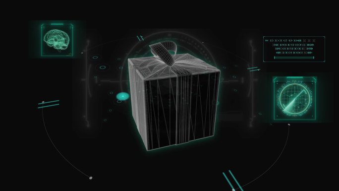 礼物盒带动画HUD科技界面展示素材