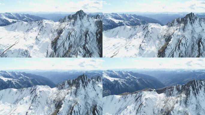 高原四姑娘山雪山秋景航拍