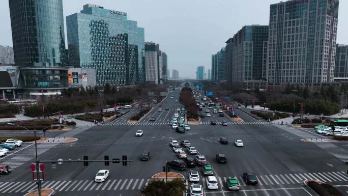 马路延时 车流 人流 十字路口 交通信号