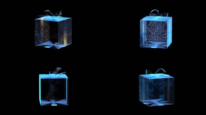 礼物盒带动画科技全息通道素材