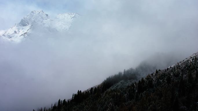 高原雪山云雾山景延时4K