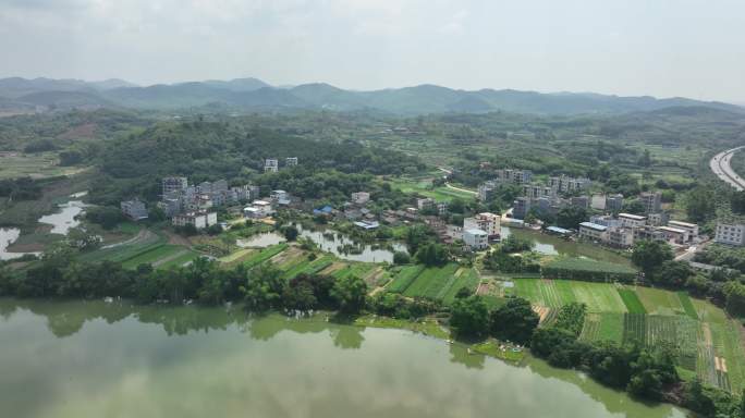 航拍美丽乡村 山地 规划用地 城市备用地