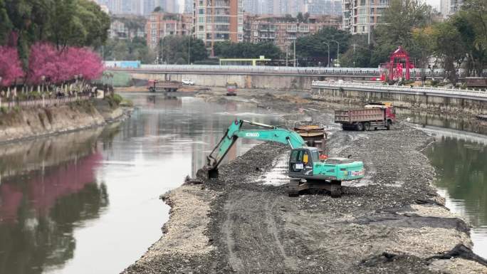 城市河道清理河床清淤市政工程城市生态整治