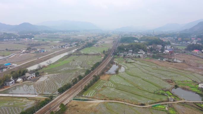 航拍长沙乡村稻田黑麋峰