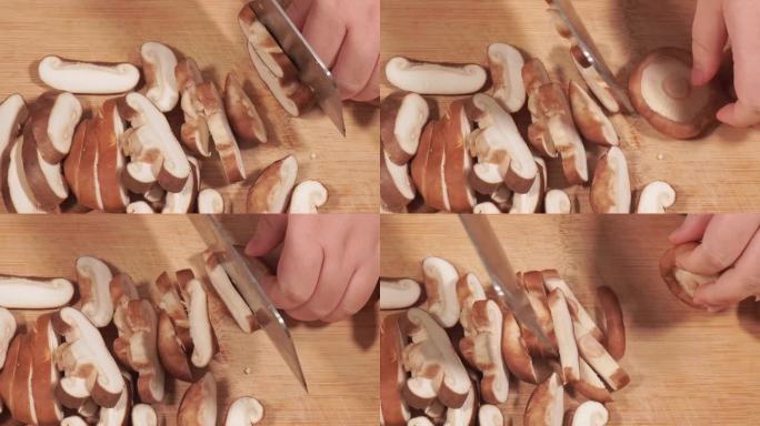 处理鲜香菇清洗香菇切香菇