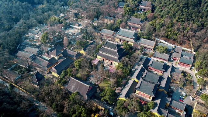 航拍杭州灵隐寺  寺庙