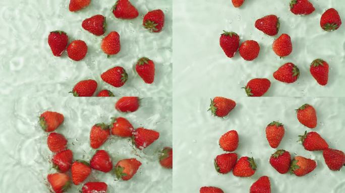 草莓落水碰撞升格慢动作