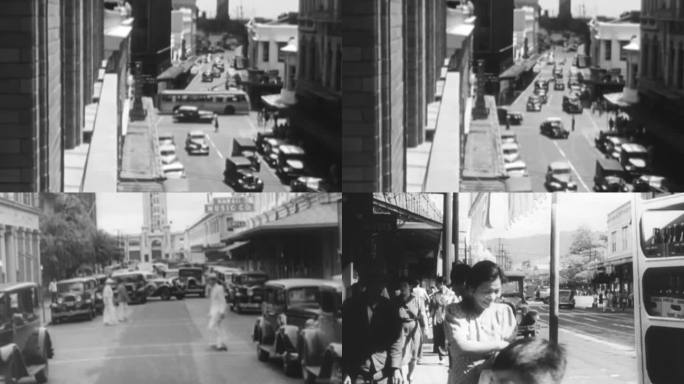 30年代夏威夷城市街道商业区