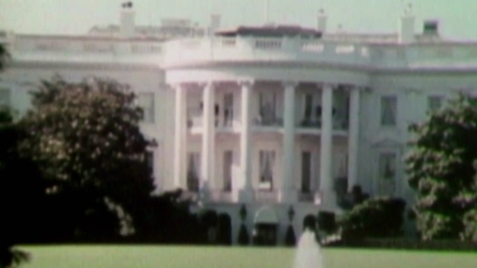 60年代美国华盛顿白宫建筑街景交通风光