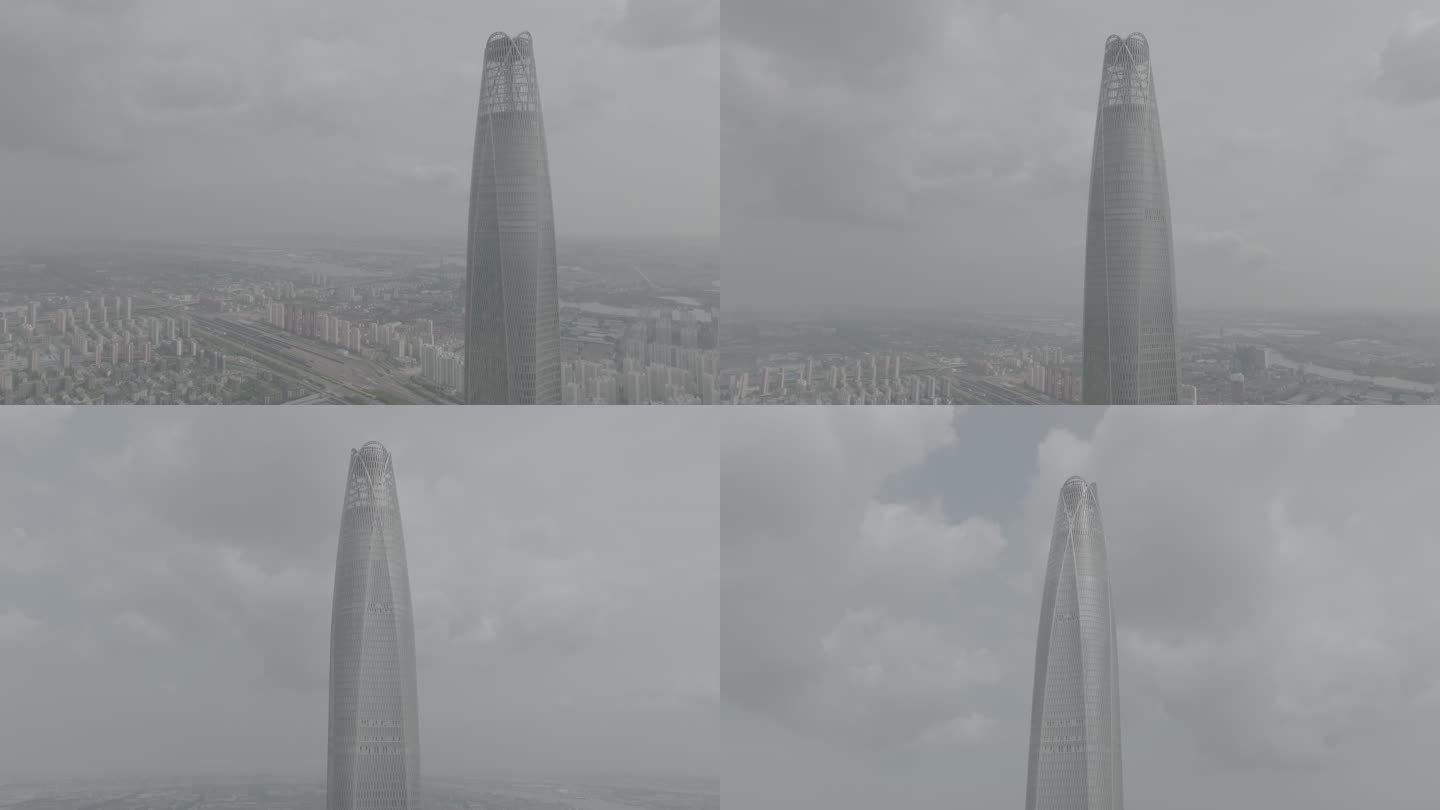 天津城市建筑周大福金融中心航拍log素材