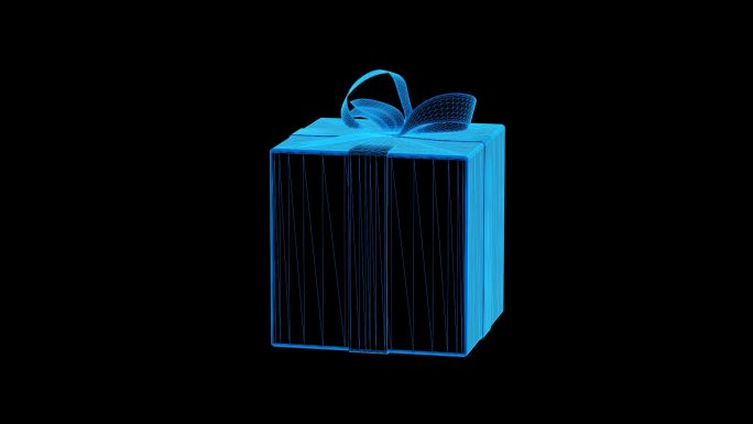 礼物盒带动画蓝色科技线条通道素材