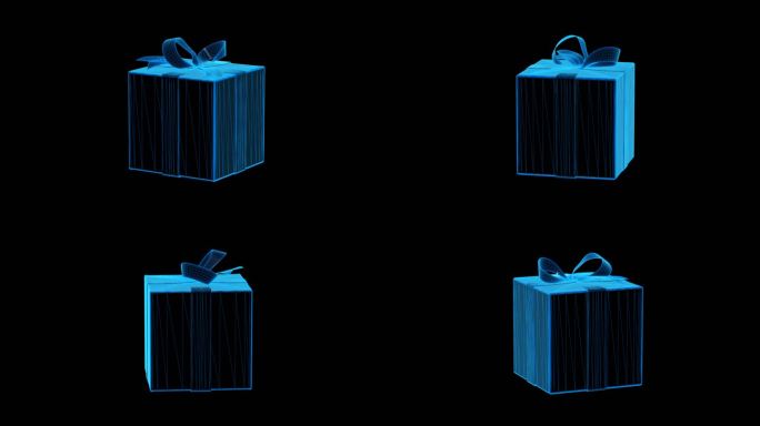 礼物盒带动画蓝色科技线条通道素材