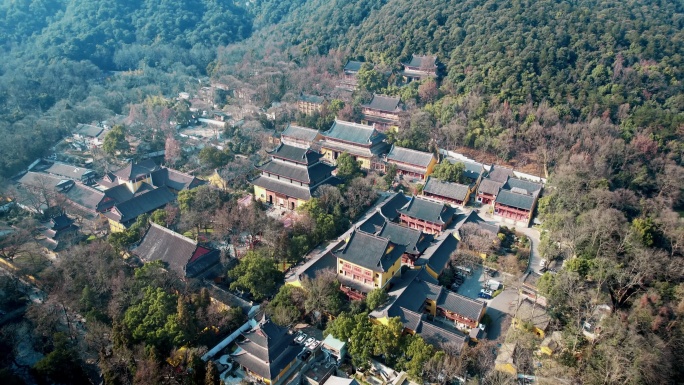 航拍杭州灵隐寺  寺庙