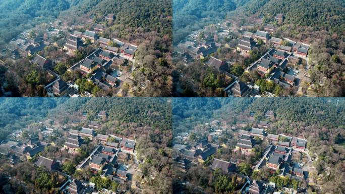 航拍杭州灵隐寺  寺庙