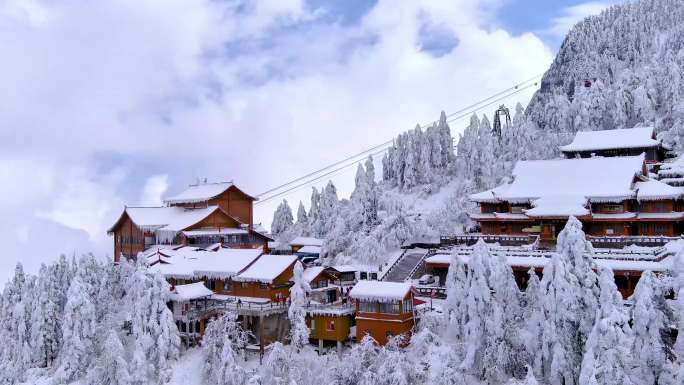 接引殿雪景航拍高清素材