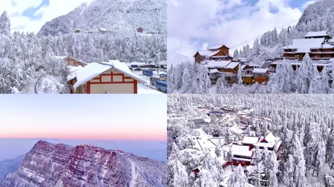 接引殿雪景航拍高清素材