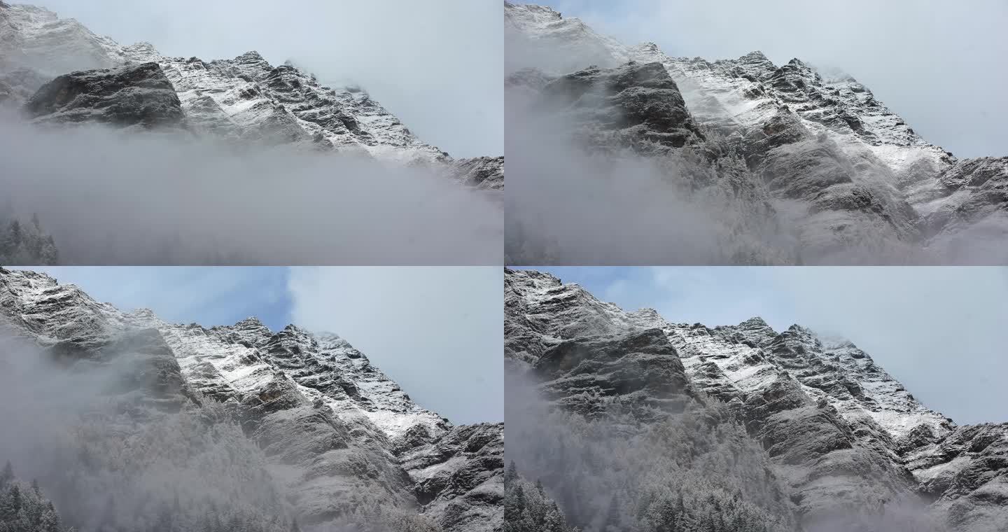 高原雪山云雾山景延时4K