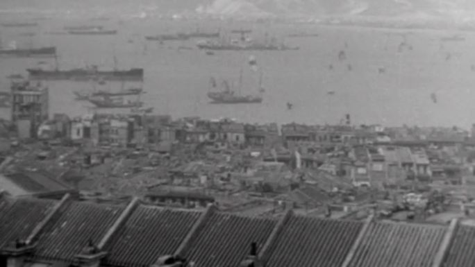30年代广州港口码头城市繁华人群商业区