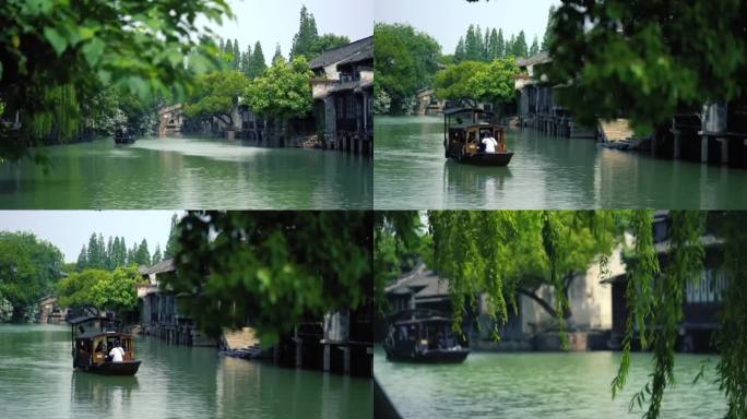乌镇乌篷船实拍素材