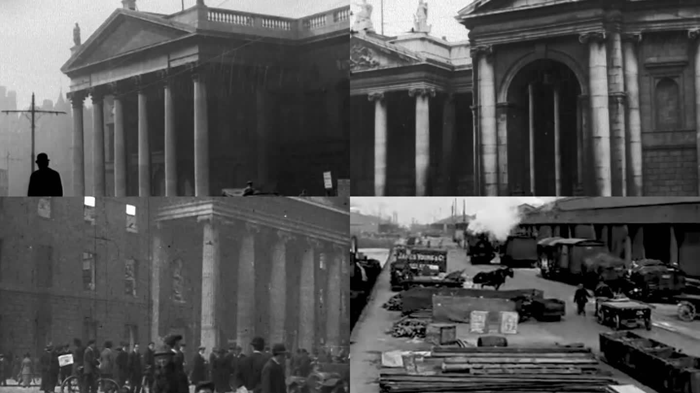 20年代爱尔兰都柏林广场古建筑