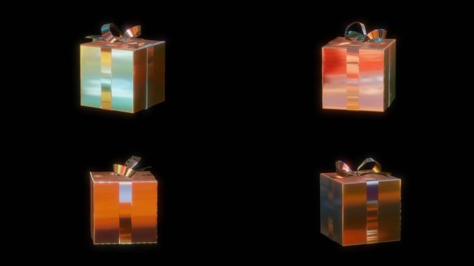 礼物盒带动画赛博朋克元宇宙通道素材