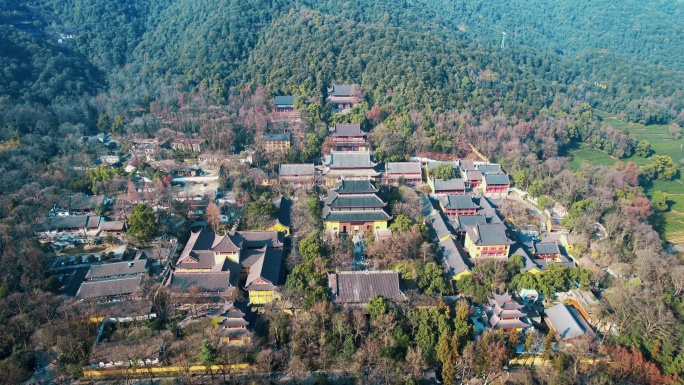 航拍杭州灵隐寺  寺庙